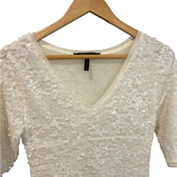 BCBG White Sequin Dress Size Medium - Picture 4 of 6